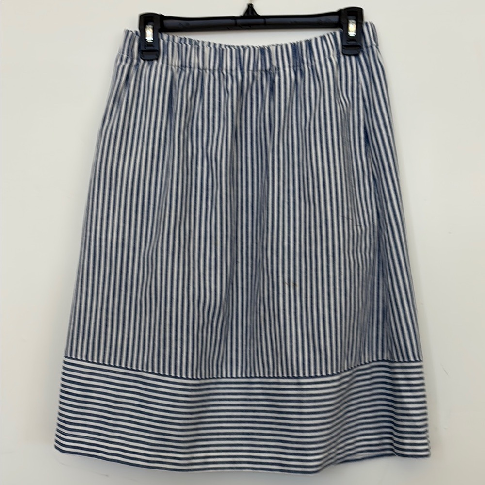 J. Crew Blue and White Striped Linen Skirt XS